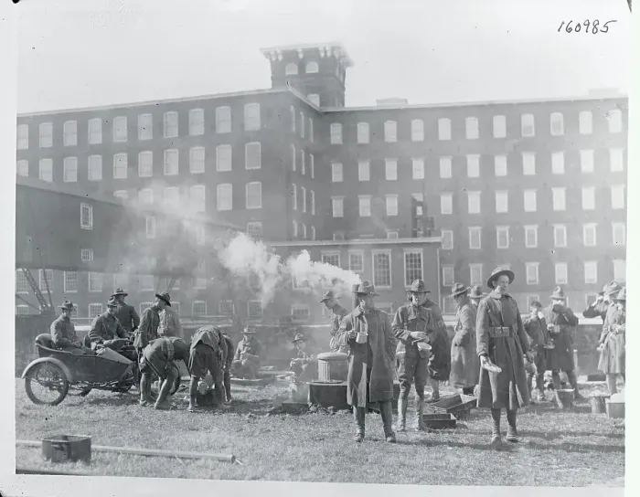 Framed Print : View of Guardsmen Taking Break Near Buildings Framed Print : View of Guardsmen Taking Break Near Buildings