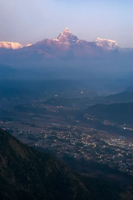 Framed Print : View of the Himalayas from Sarangkot, Pokhara, Nepal