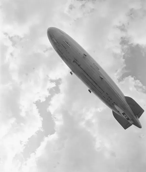 Framed Print : View of Hindenburg Dirigible Before Explosion