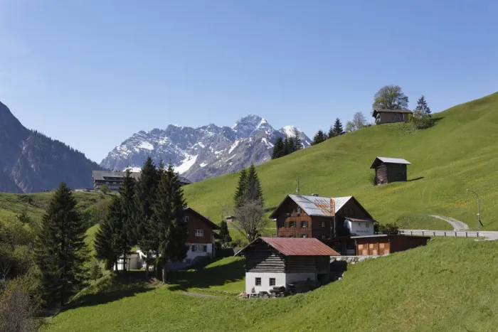 Framed Print : View from Hirschegg on Mt. Grosser Widderstein, Kleinwalsertal valley, Vorarlberg, Austria, Europe