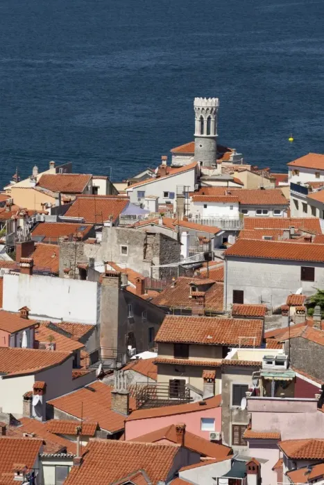 Framed Print : View of the historic centre with lighthouse, Piran, Istria, Slovenia Framed Print : View of the historic centre with lighthouse, Piran, Istria, Slovenia