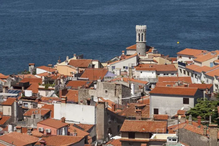 Framed Print : View of the historic centre with lighthouse, Piran, Istria, Slovenia Framed Print : View of the historic centre with lighthouse, Piran, Istria, Slovenia