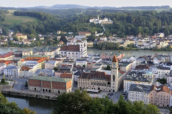 View over the historic town centre between the Inn and Danube rivers, Passau, Lower Bavaria, Bavaria, Germany, Europe, PublicGround