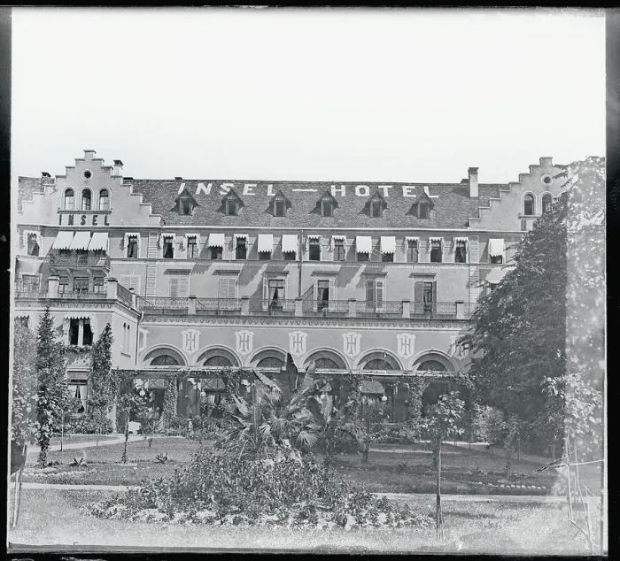 Framed Print : View of Hotel Insel with Garden Framed Print : View of Hotel Insel with Garden