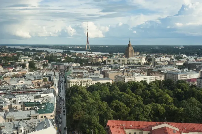 Framed Print : View from Hotel Latvia across Riga, Centrs, Riga, Riga pilseta, Latvia