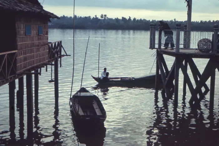 Framed Print : View Of House Attached To Cu Lao Island Built On Stilts
