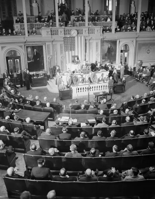 Framed Print : View of House of Representatives During Declaration of War Resolution Vote Framed Print : View of House of Representatives During Declaration of War Resolution Vote