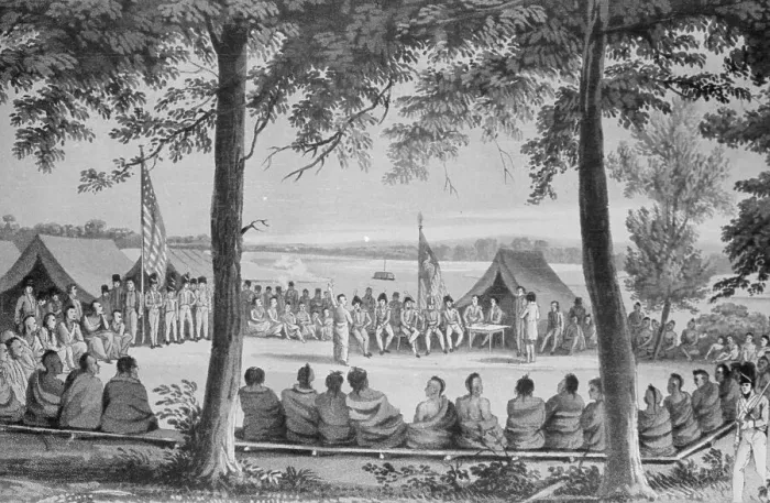 Framed Print : View of Indian Council Negotiations