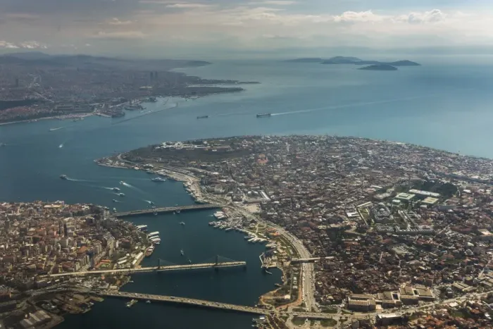 Framed Print : View of Istanbul from a plane Framed Print : View of Istanbul from a plane