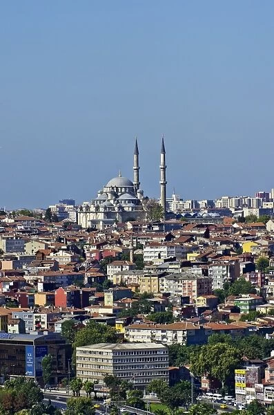 View of Istanbul as seen from the Galata tower, the Sueleymaniye Mosque at the back, Istanbul, Turkey