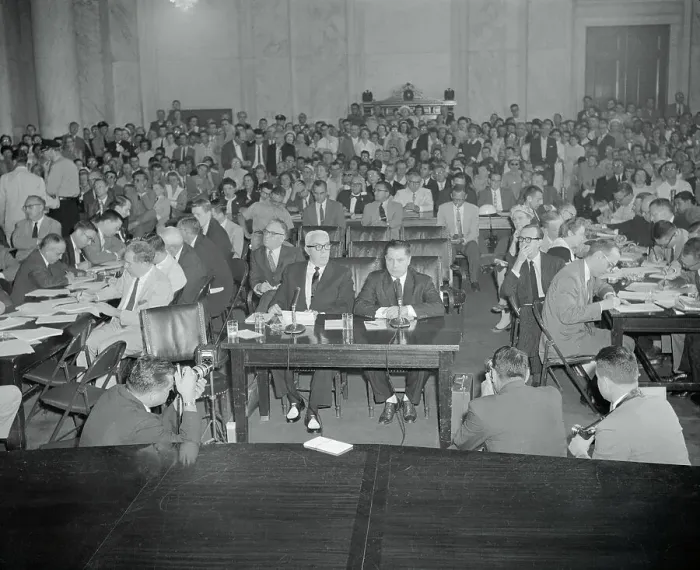Framed Print : View of Jimmy Hoffa Appearing Before Senate