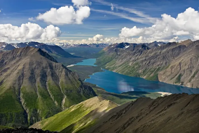 Framed Print : View of Kathleen Lake from Kings Throne Mountain, Kluane National Park, Yukon, Canada