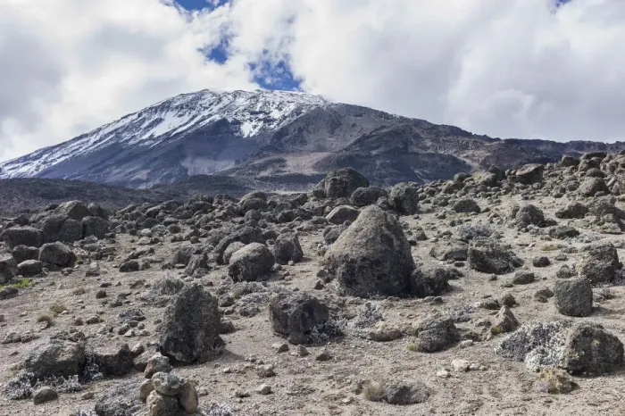 Framed Print : View of Kibo peak and summit of Mount Kilimanjaro from Northern Circuit route, Kilimanjaro Region, Tanzania