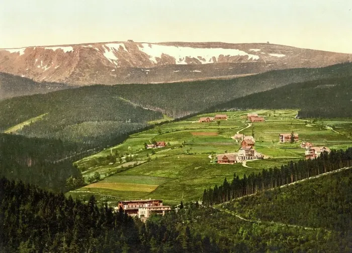Framed Print : View of the Krkonose Mountains from Heidelberg, today Czech Republic, c. 1890, Germany, Historic, digitally restored reproduction from a 19th century original