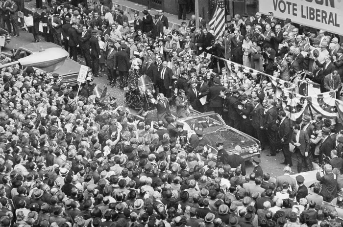 Framed Print : View of Large Crowd and Motorcade Framed Print : View of Large Crowd and Motorcade