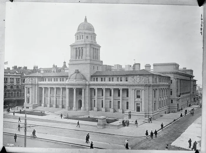 Framed Print : View of Large Domed Building with Pedestrians Framed Print : View of Large Domed Building with Pedestrians