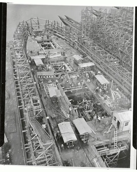 Framed Print : View of the Liberty Ship Under Construction Framed Print : View of the Liberty Ship Under Construction