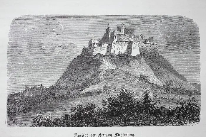 Framed Print : View of Lichtenberg Fortress in Alsace c. 1870, France, Historic, digitally restored reproduction of an original 19th century painting, exact original date unknown Framed Print : View of Lichtenberg Fortress in Alsace c. 1870, France, Historic, digitally restored reproduction of an original 19th century painting, exact original date unknown