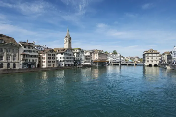 Framed Print : View of the Limmat river with the old town promenade, Zurich, Canton Zurich, Switzerland, Europe Framed Print : View of the Limmat river with the old town promenade, Zurich, Canton Zurich, Switzerland, Europe