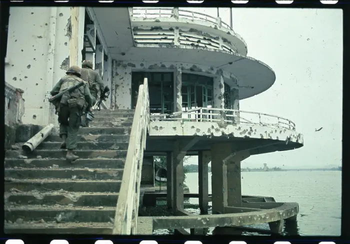 Framed Print : View of US Marines Climbing Stairs Framed Print : View of US Marines Climbing Stairs