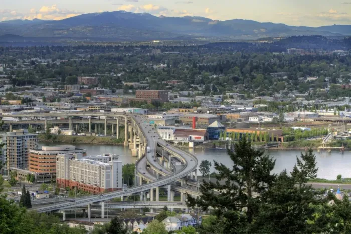 Framed Print : View of Marquam Freeway from Marquam Hill Framed Print : View of Marquam Freeway from Marquam Hill