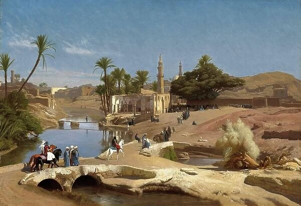 View of Medinet El-Fayoum, Oasis in the Sahara Desert, c. 1868, Egypt, Historic, digitally restored reproduction from a 19th century original