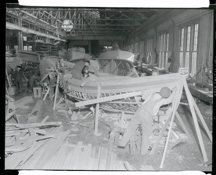 Framed Print : View of Men Building Ship Framed Print : View of Men Building Ship