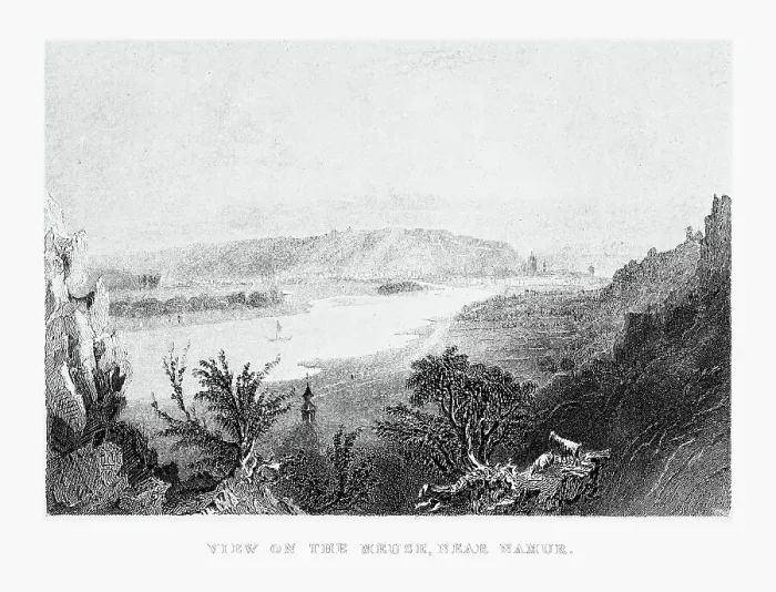 Framed Print : View of the Meuse River near Namur, Belgium Circa 1887 Framed Print : View of the Meuse River near Namur, Belgium Circa 1887