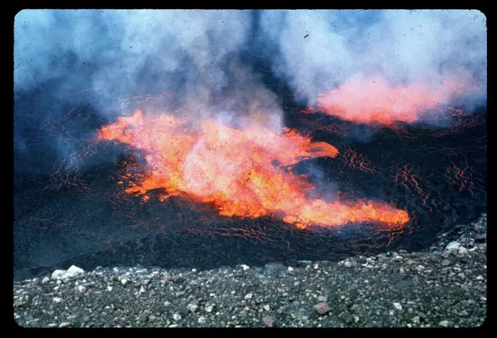 Framed Print : View of Molten Lava from Volcanic Eruption in Hilo, Hawaii Framed Print : View of Molten Lava from Volcanic Eruption in Hilo, Hawaii