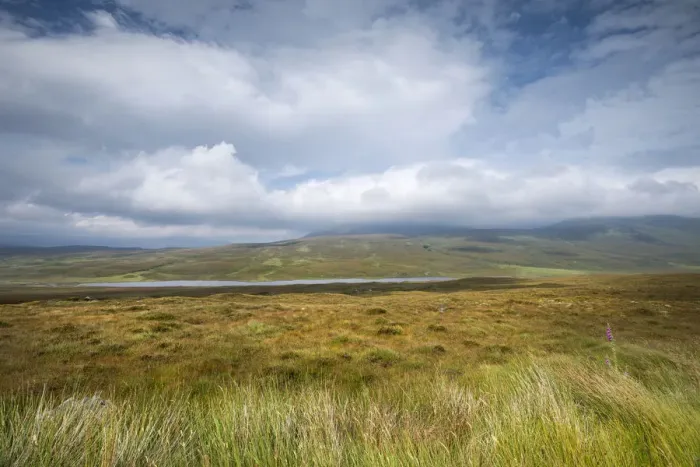 Framed Print : View over the moor with Loch Coulside and Ben Loyal in the clouds, Sutherland, Scotland, Great Britain, Europe Framed Print : View over the moor with Loch Coulside and Ben Loyal in the clouds, Sutherland, Scotland, Great Britain, Europe