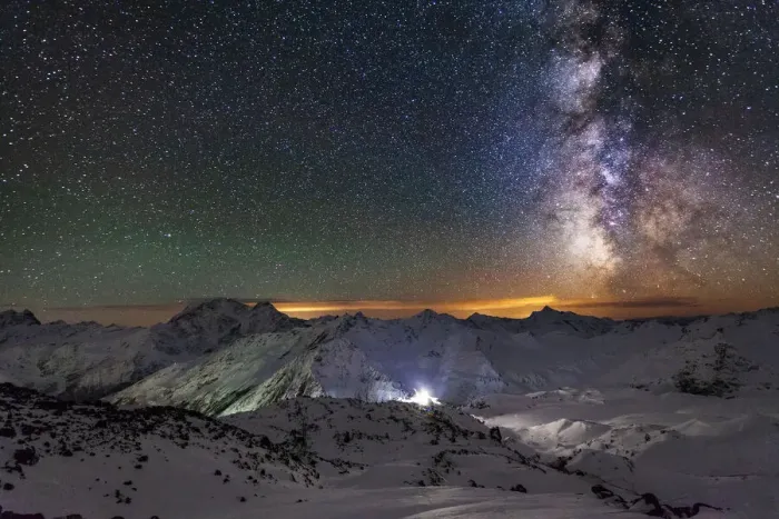 Framed Print : View from Mount Elbrus to the Main Caucasian Range at night Framed Print : View from Mount Elbrus to the Main Caucasian Range at night