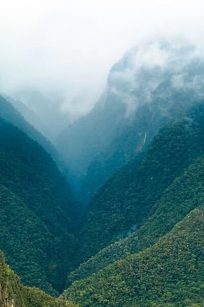 View of mountains from Machu Picchu, Peru