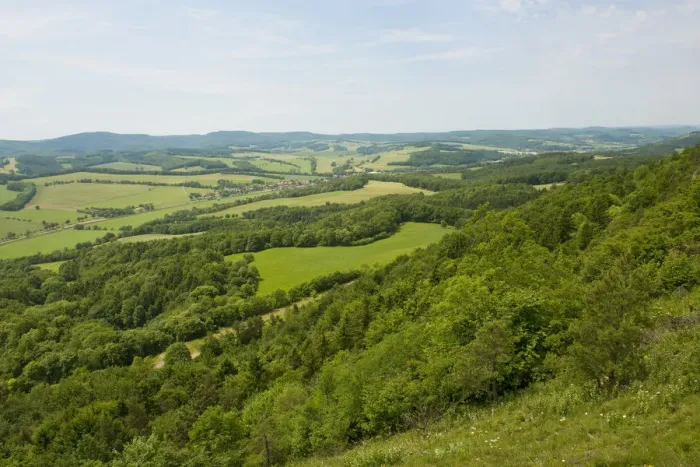 Framed Print : View from Mt Grosser Horselberg towards the Thuringian Forest, near Eisenach, Thuringia, Germany