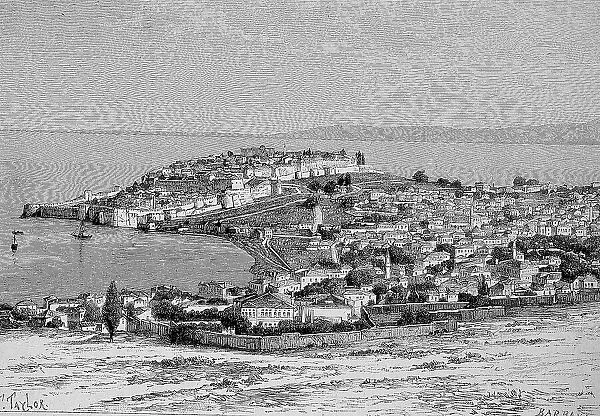 View of Mytilene, Island of Lesbos, 1887, Greece, Historic, digital reproduction of an original 19th-century artwork
