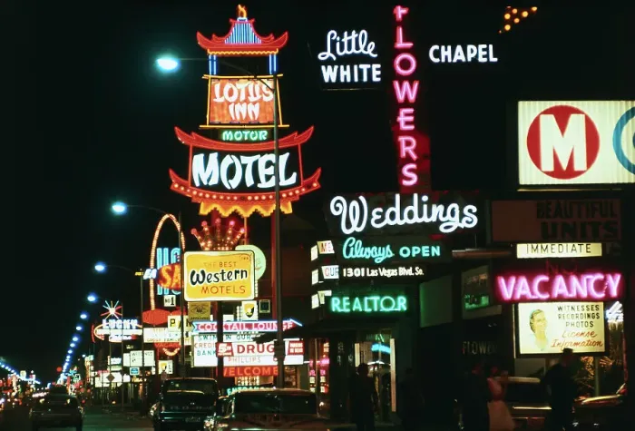 Framed Print : View of Neon Signs on Las Vegas Street Framed Print : View of Neon Signs on Las Vegas Street