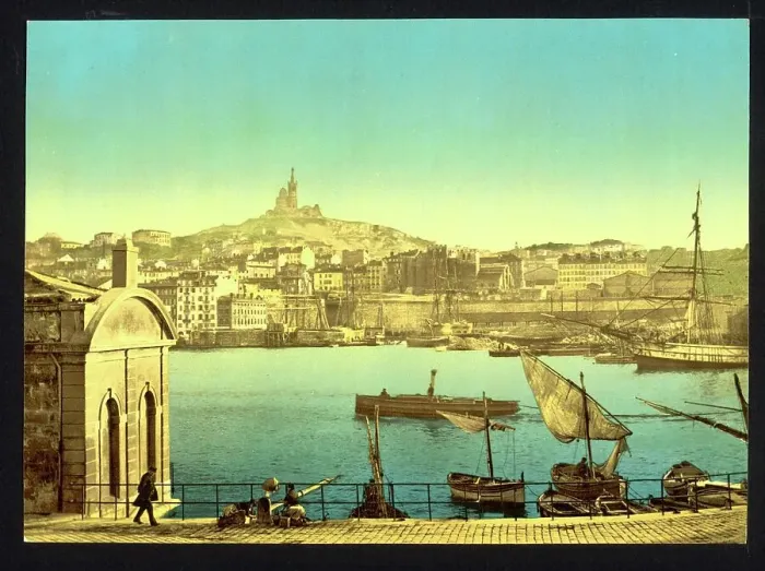 Framed Print : View of Notre Dame de la Garde and the Harbour, Marseille, 1890, France, Historic, digitally restored reproduction from a 19th century original Framed Print : View of Notre Dame de la Garde and the Harbour, Marseille, 1890, France, Historic, digitally restored reproduction from a 19th century original