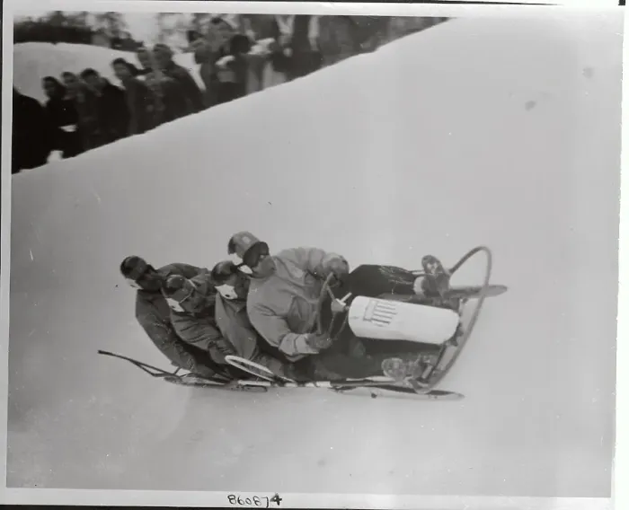 Framed Print : View of US Olympic Bobsled Team During Run Framed Print : View of US Olympic Bobsled Team During Run