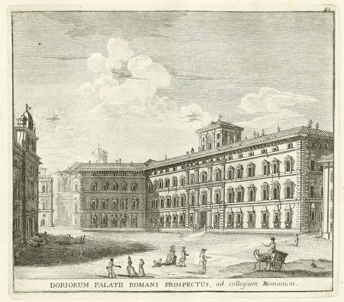 Framed Print : View of the palace of Prince Doria Pansili, from the side of the street Corso, historical Rome, Italy, digital reproduction of an original 17th century original, original date unknown Framed Print : View of the palace of Prince Doria Pansili, from the side of the street Corso, historical Rome, Italy, digital reproduction of an original 17th century original, original date unknown