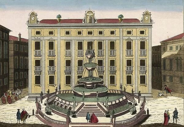 View of the Palazzo Senatorio in Palermo c. 1799, Sicily, Italy, Historic, digitally restored reproduction from a 19th century original