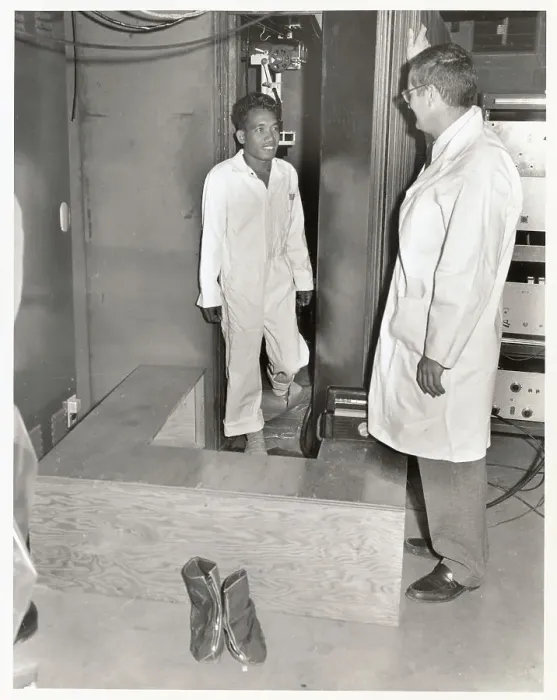 Framed Print : View of Person Being Tested for Radiation Framed Print : View of Person Being Tested for Radiation