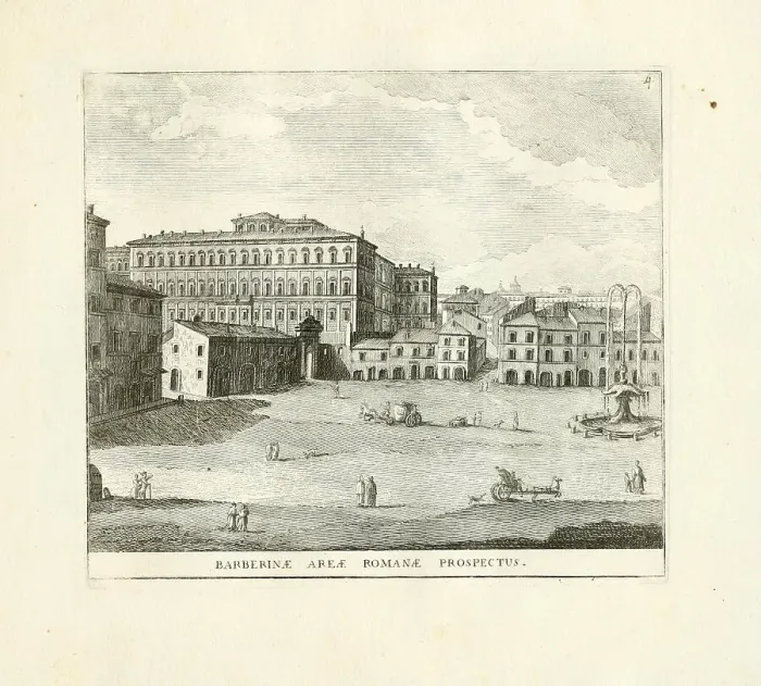Framed Print : View of Piazza Berberini, near Palazzo Barberini, historical Rome, Italy, digital reproduction of an original 17th century painting, original date unknown Framed Print : View of Piazza Berberini, near Palazzo Barberini, historical Rome, Italy, digital reproduction of an original 17th century painting, original date unknown