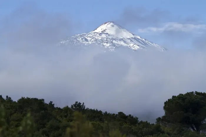Framed Print : View of the Pico del Teide mountain above the clouds, Tenerife, Canary Islands, Spain, Europe