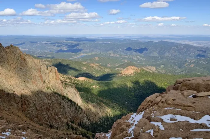 Framed Print : View from Pikes Peak Highway to the Pike National Forest, Colorado Springs, Colorado, USA