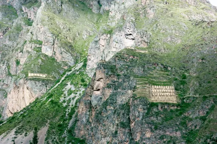 Framed Print : View Pinkuylluna (also Pinkulluna) ruins on the mountain with the same name, Ollantaytambo, Peru