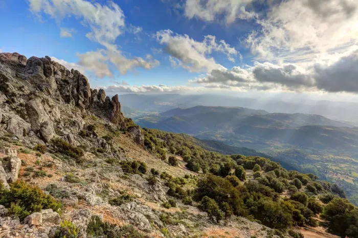 Framed Print : View of the plain from the path to the top of the mountain Punta Corrasi Framed Print : View of the plain from the path to the top of the mountain Punta Corrasi