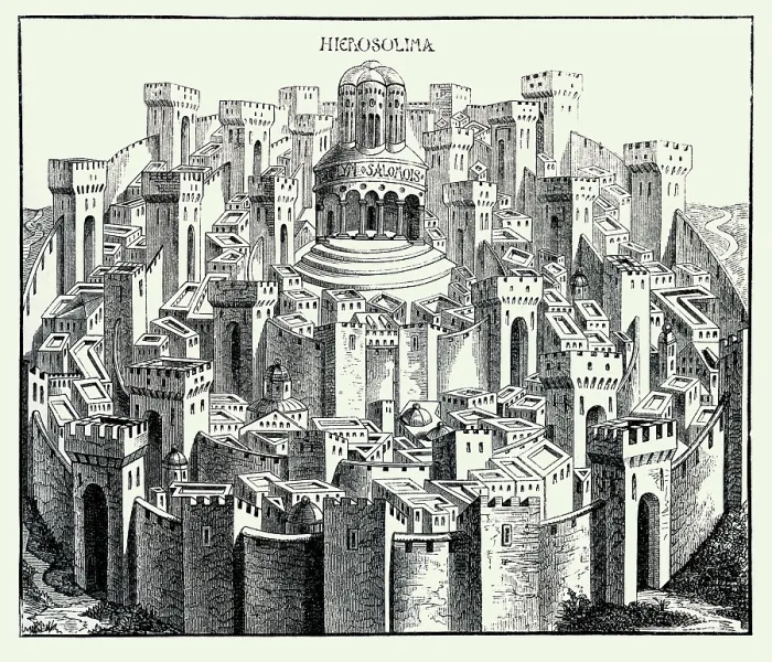 Framed Print : View and Plan of Jerusalem Framed Print : View and Plan of Jerusalem