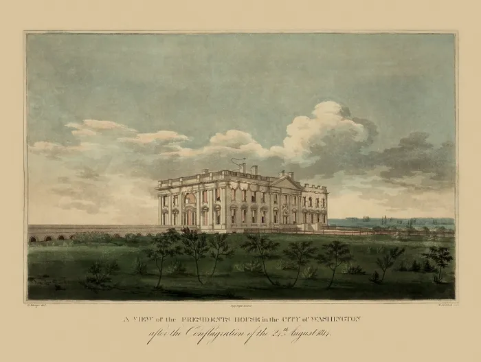 Framed Print : View of the Presidents house 1814 Framed Print : View of the Presidents house 1814
