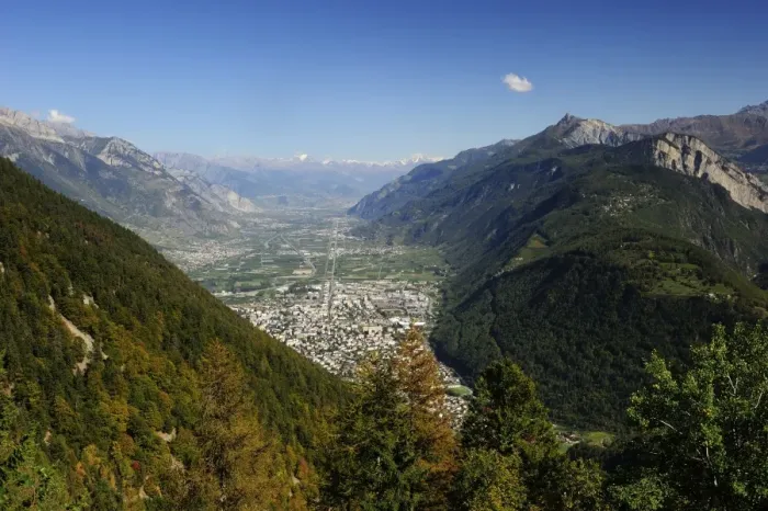 Framed Print : The view of the Rhone valley from Martigny to Sierre and Leukerbad, Canton of Valais, Switzerland Framed Print : The view of the Rhone valley from Martigny to Sierre and Leukerbad, Canton of Valais, Switzerland