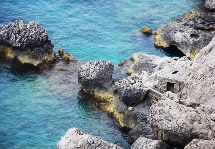 Framed Print : A View of The Rocky Coastline of the Island of Capri