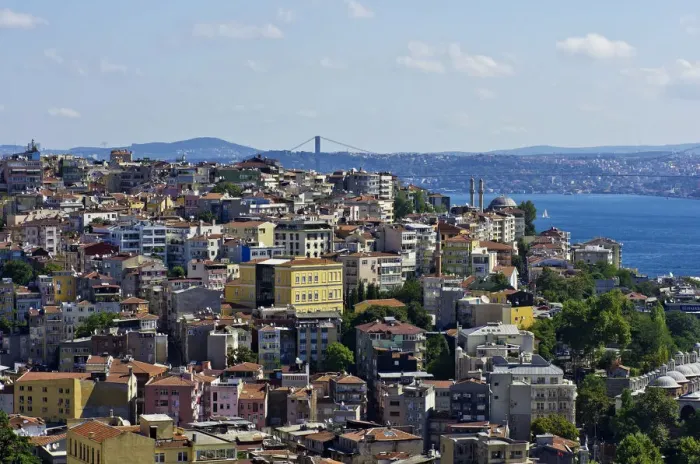 Framed Print : View over the rooftops of Besiktas and Beyoglu towards the Bosphorus, as seen from the Galata Tower, Kuelesi, Istanbul, Turkey Framed Print : View over the rooftops of Besiktas and Beyoglu towards the Bosphorus, as seen from the Galata Tower, Kuelesi, Istanbul, Turkey